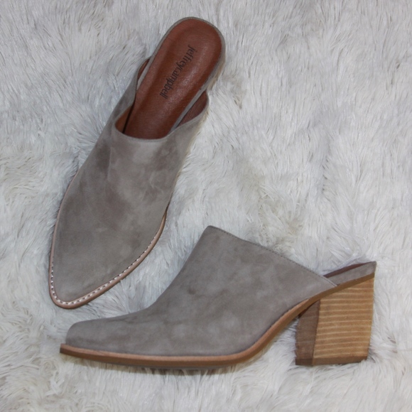 taupe suede mules